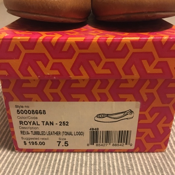 *SOLD* Tory Burch royal tan Reva flats - Picture 3 of 5